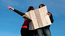 People reviewing a map